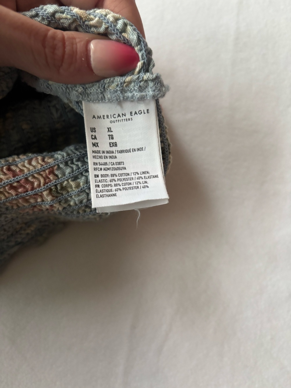American Eagle Floral Smocked Puff-Sleeve Crop Top - Light Blue - Picture 5 of 5